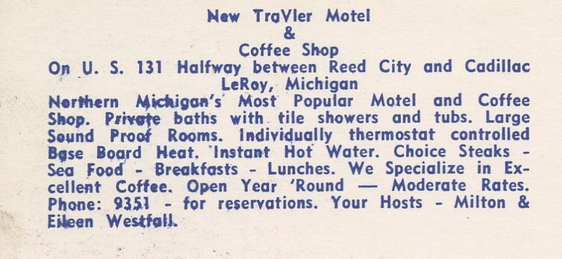 Travler Motel - Restaurant - Vintage Postcard (newer photo)